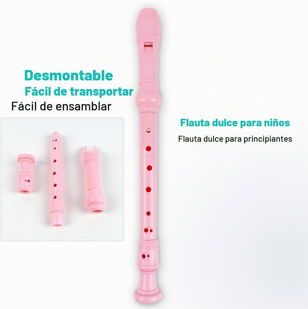 Instrumentos musicales para niños pequeños, trompeta de juguete, armónica, flauta de grabadora para niños y bebés, juego de juguetes musicales rosas para niños y niñas de 2, 3, 4, 5 años