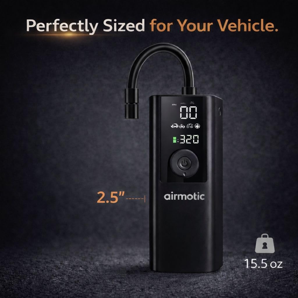 Airmotic Compresor de aire portátil para inflador de neumáticos, bo...