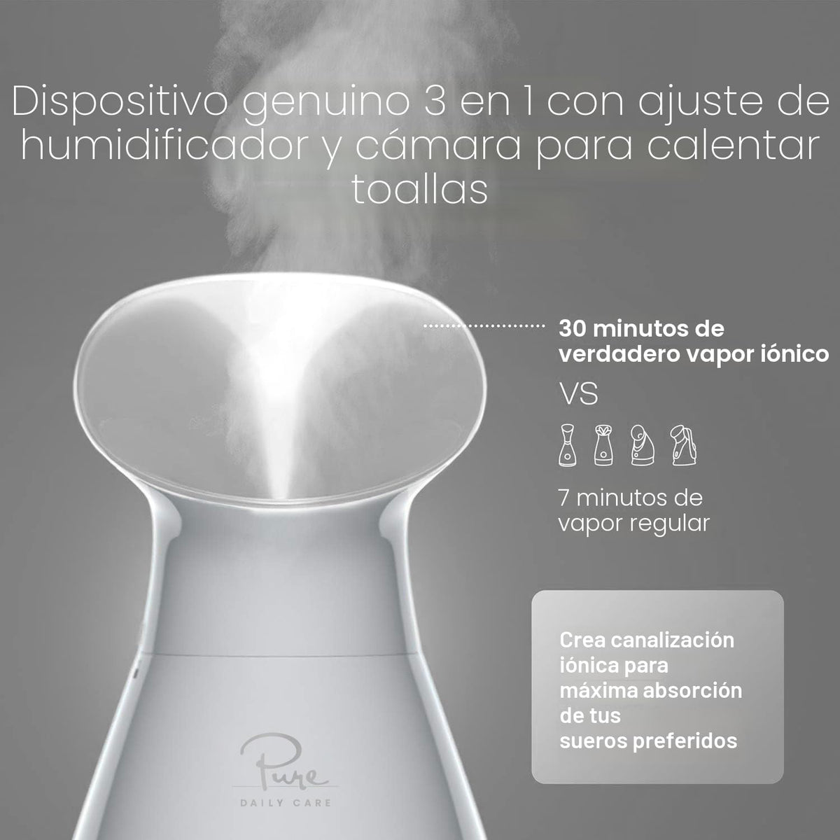 Pure Daily Care NanoSteamer - Vaporizador facial nano iónico grande...