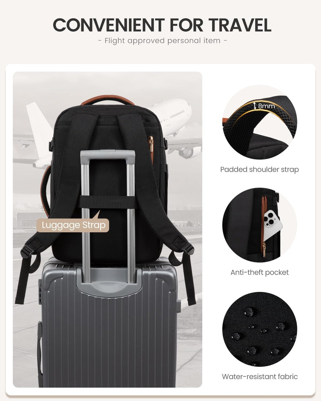 LOVEVOOK Mochila de viaje de 50 litros para mujeres y hombres, moch...