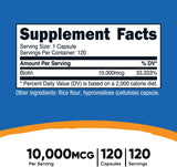 Nutricost Biotina (Vitamina B7) 10,000 mcg (10 mg), 120 cápsulas -...