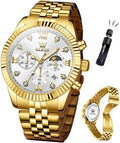 OLEVS Reloj para hombres, cuarzo, acero inoxidable, vestir, impermeable, luminoso