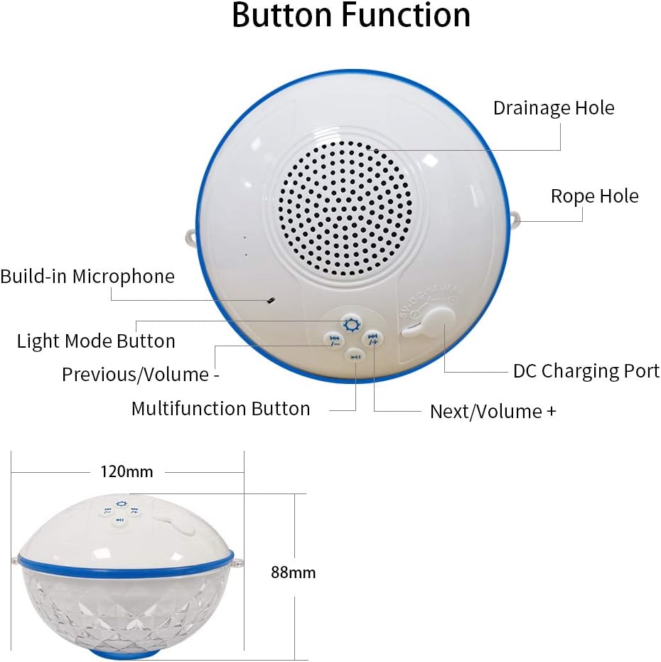 Altavoces Bluetooth con luces coloridas, portátil, con nivel de pro...