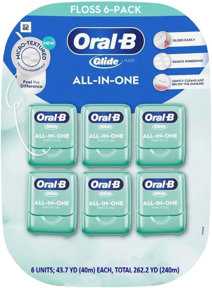 Oral-B Glide - Hilo dental todo en uno, menta, 6 unidades