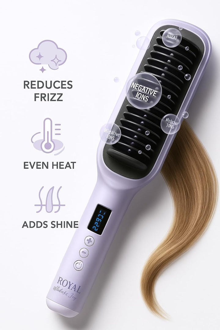 ELITE HAIR TOOLS - Cepillo alisador de pelo, doble fila, morado, 17...