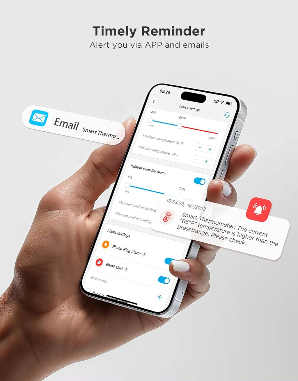GoveeLife Termómetro higrómetro WiFi, paquete de 4, sensor inteligente de temperatura de humedad con notificaciones de aplicación, 2 años de almacenamiento de datos gratuito, temperatura de humedad