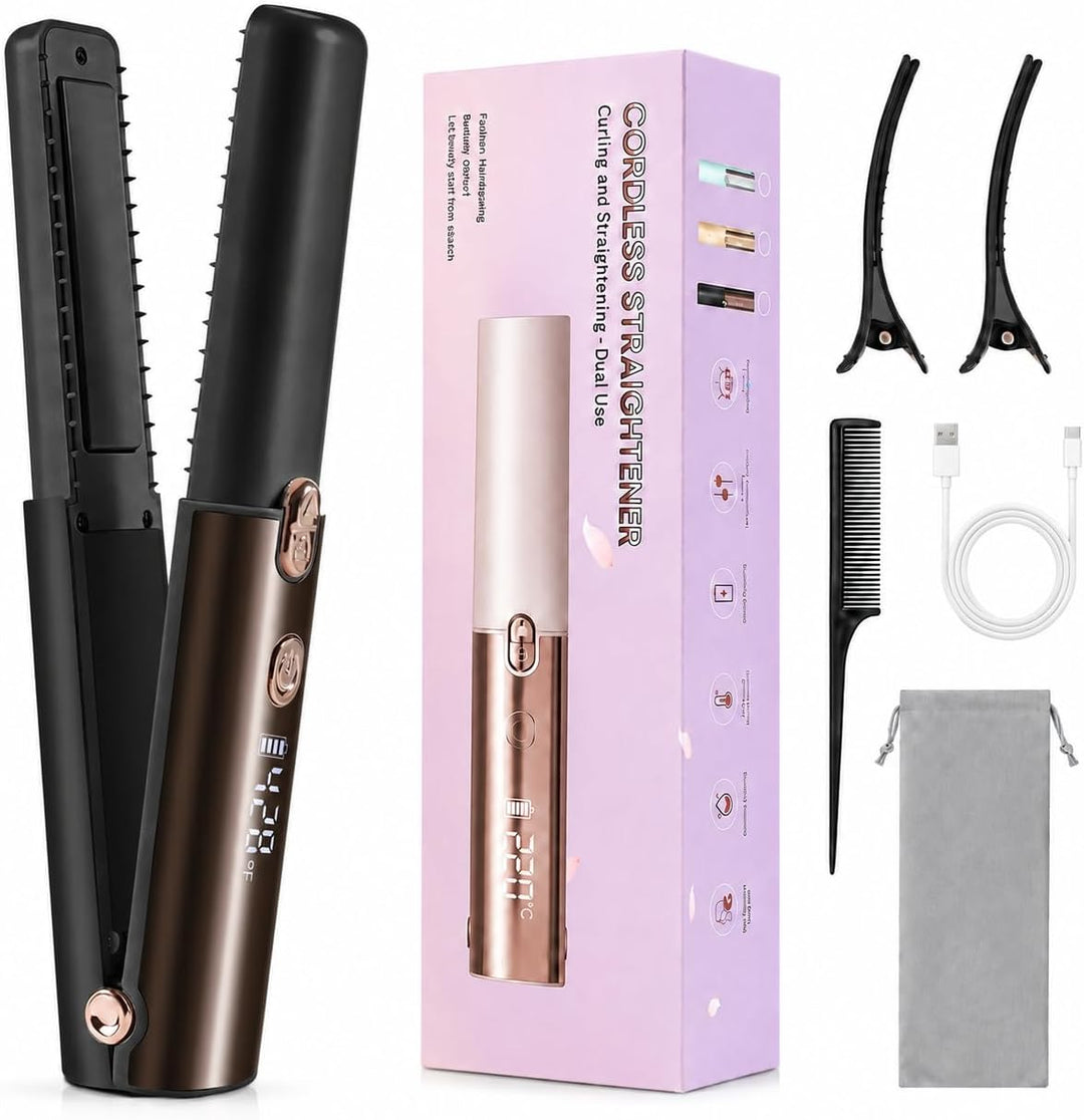 SOPPY Plancha de pelo inalámbrica con base de carga, alisador de pe...
