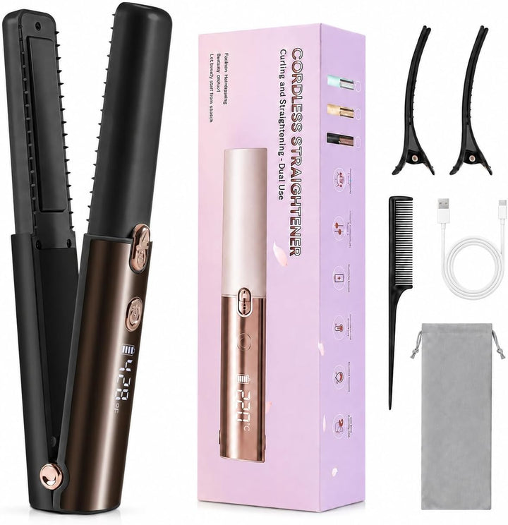 SOPPY Plancha de pelo inalámbrica con base de carga, alisador de pe...