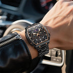 OLEVS Reloj para Hombres Analógico Cuarzo Lujo Diamante Resistente al Agua Cronógrafo Acero Inoxidable Carita Grande Cuadrado Fecha Fase Lunar Romano Relojes de Vestir para Hombres
