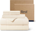 Rest® Evercool®+ - Juego de edredón refrescante, tamaño King, color marfil nieve, 4 piezas con manta refrescante, sábana bajera ajustable con bolsillos profundos sin arrugas, 2 fundas de almohada con