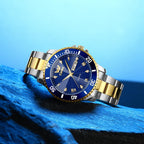OPK Relojes para hombres de diamantes romanos analógicos relojes impermeables grandes de acero inoxidable para hombre, reloj de pulsera de negocios para padre, reloj de regalo, azul