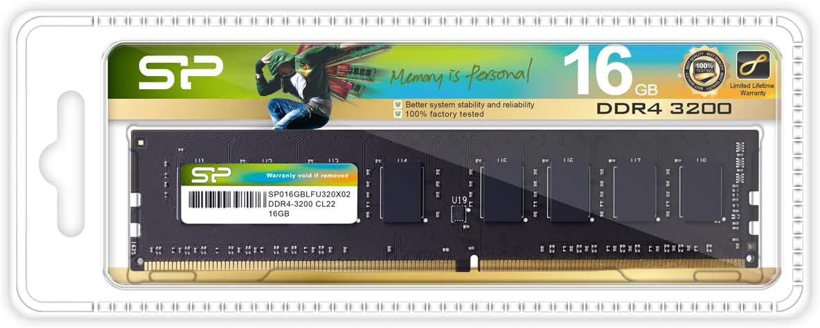 Silicon Power DDR4 16 GB 3200 MHz (PC4-25600) CL22 UDIMM 288 pines...