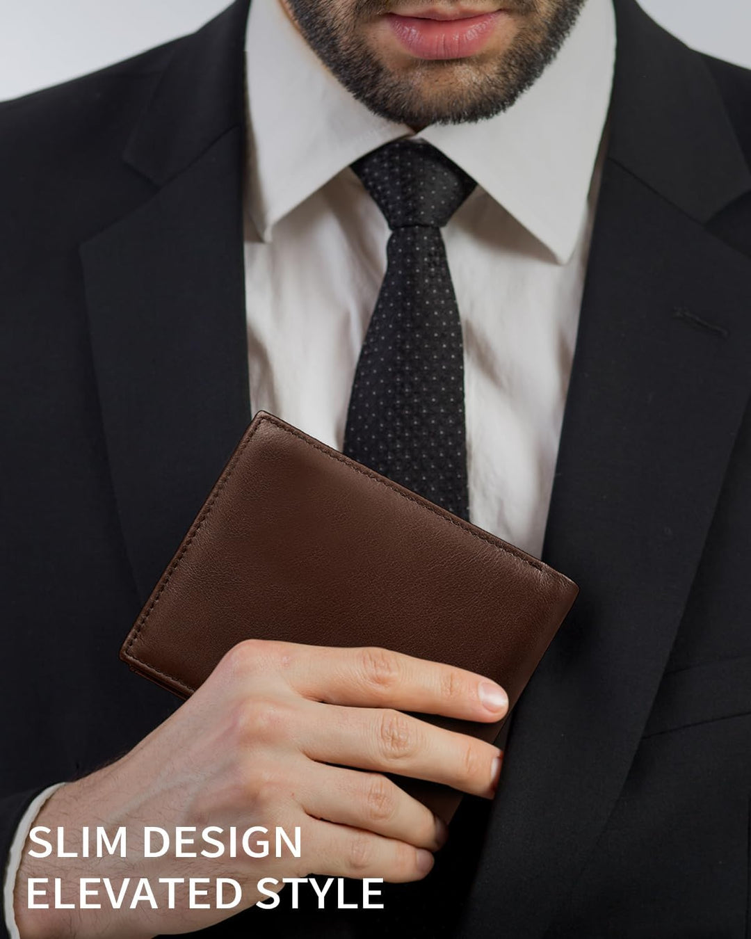 Cartera de piel auténtica para hombre, con bloqueo RFID, con 12 ran...