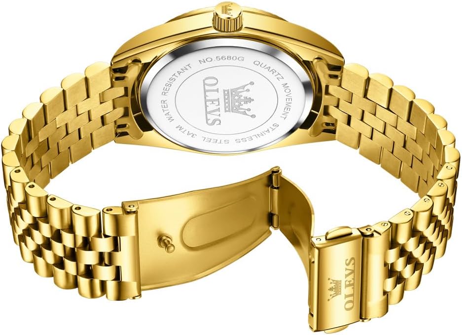 OLEVS Reloj para Hombres Acero Inoxidables Cuarzo Lujo Reloj de vestir de gran esfera