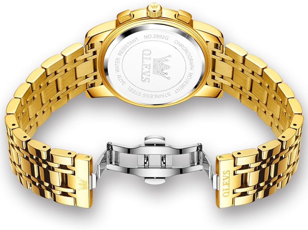 OLEVS Relojes para Hombres de Negocios de Acero Inoxidable, a Prueba de Agua, Estilo Casual Formal