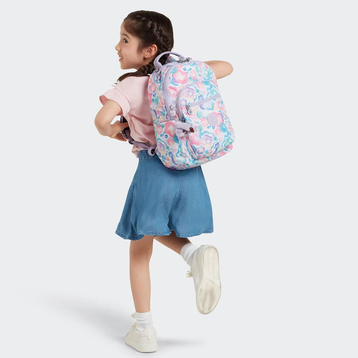 Kipling Seúl - Mochila pequeña para tableta, diseño de flores acuát...