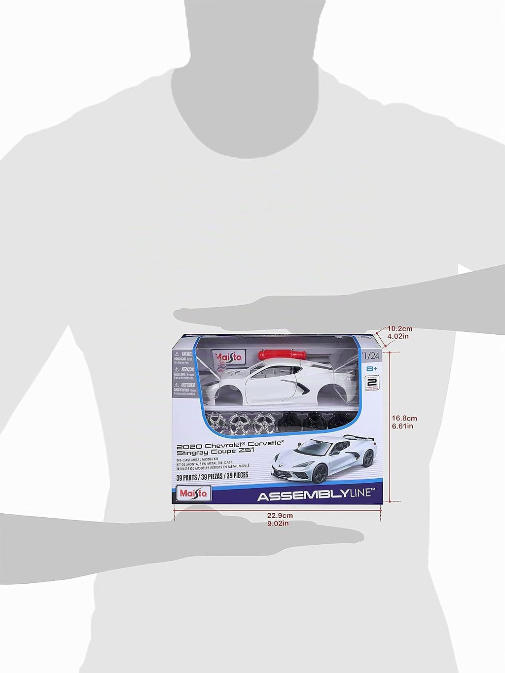 Maisto Línea de montaje a escala 1:24 Chevrolet Corvette Stingray Coupe 2020, color blanco