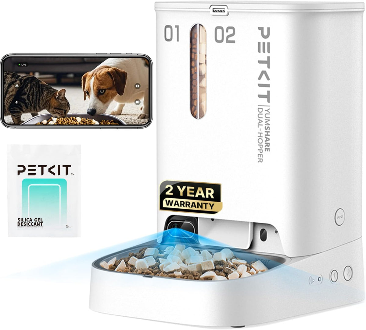 PETKIT - Alimentador automático para gatos y perros con cámara, captura de movimiento impulsada por IA, video HD 1080P con visión nocturna, WiFi 2.4G, alimentador para mascotas con audio bidireccional