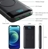 Cargador portátil inalámbrico 30,800 mAh, 15 W de carga inalámbrica...
