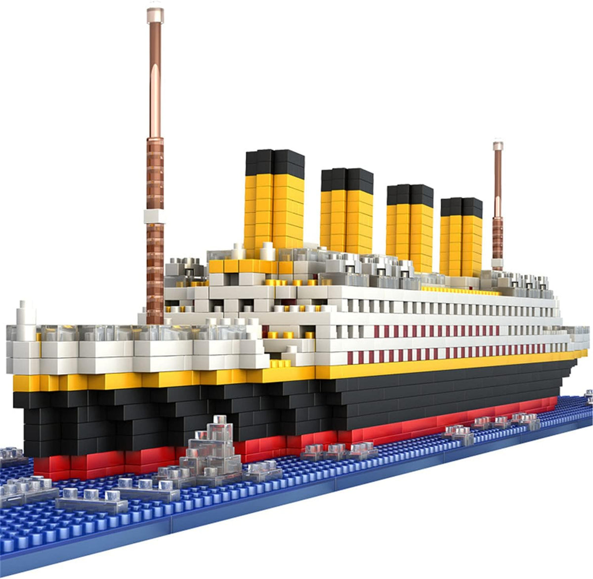 Titanic Ship - Juego de bloques de construcción modelo de barco, juegos de rompecabezas 3D, juguetes educativos de bricolaje, juguete de ladrillos, con 1860 piezas de microbloques pequeños,