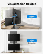 HUANUO Soporte de monitor doble para 13 a 34 pulgadas, carga máxima de 44 libras, soporte vertical para monitor, elevador de monitor independiente con giro, inclinación, rotación, 13 ajustes de altura, VESA máximo 100 x 100