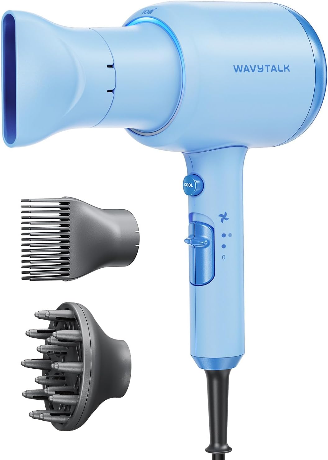Wavytalk - Secador de pelo iónico con difusor para cabello rizado;...