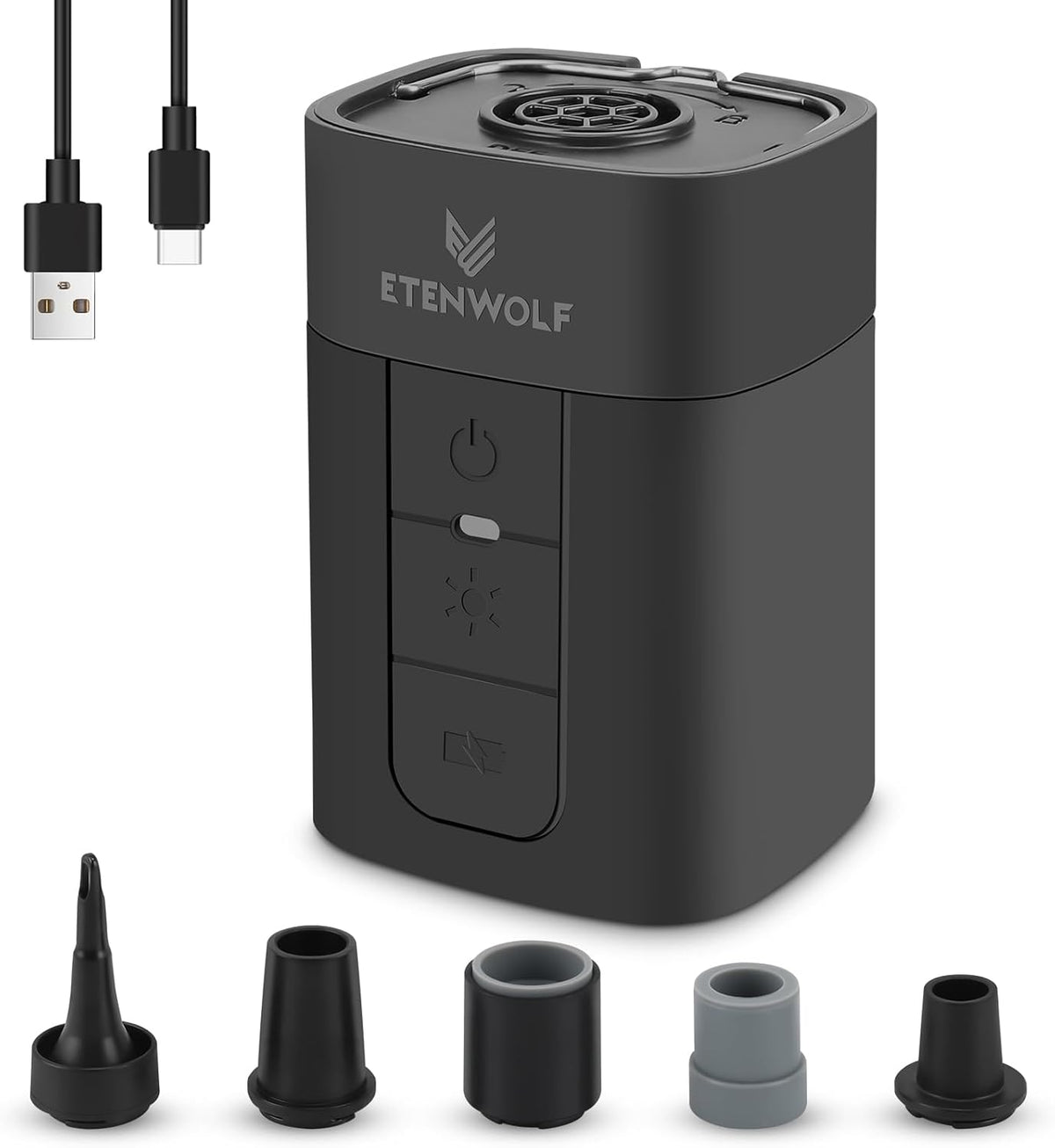 ETENWOLF Bomba de aire para inflables con batería de 10400 mAh y luz camping