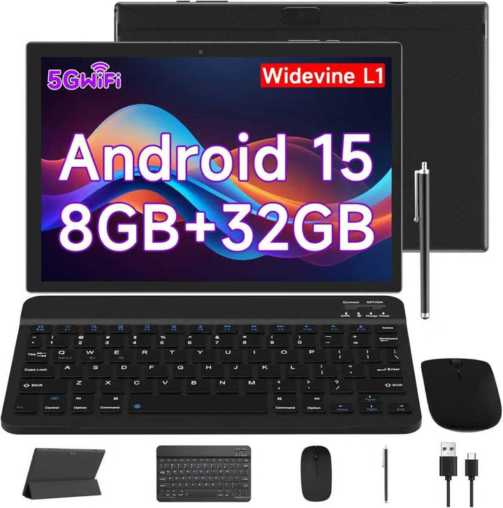 Tablet Android 15 de 10 pulgadas, tabletas 2 en 1 con teclado\/rató...