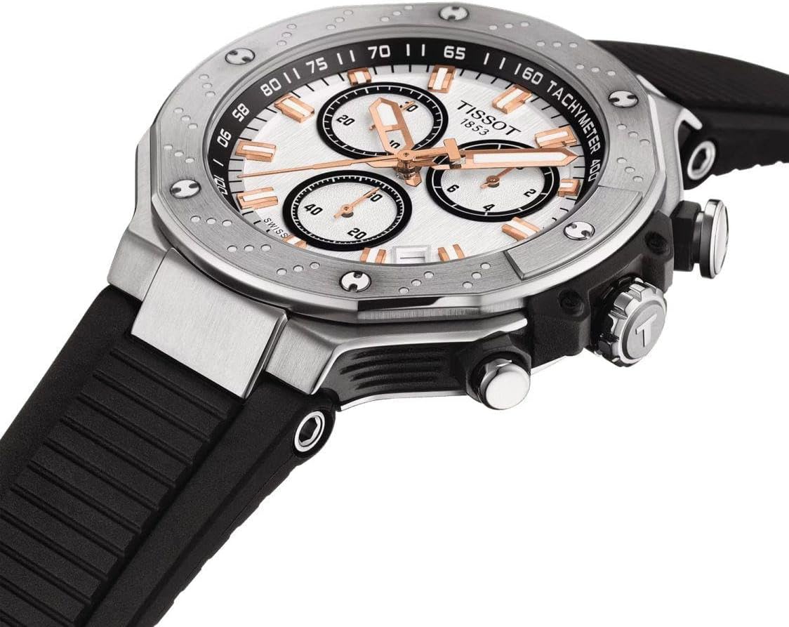 Tissot T-Race, cronógrafo de cuarzo suizo, 1.772 in, esfera blanca, reloj para hombre
