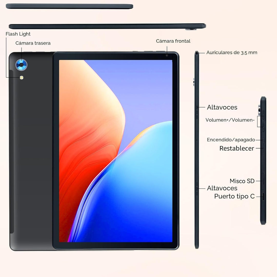 URAO Tableta, tableta Android 15 de 10.1 pulgadas con procesador Oc...