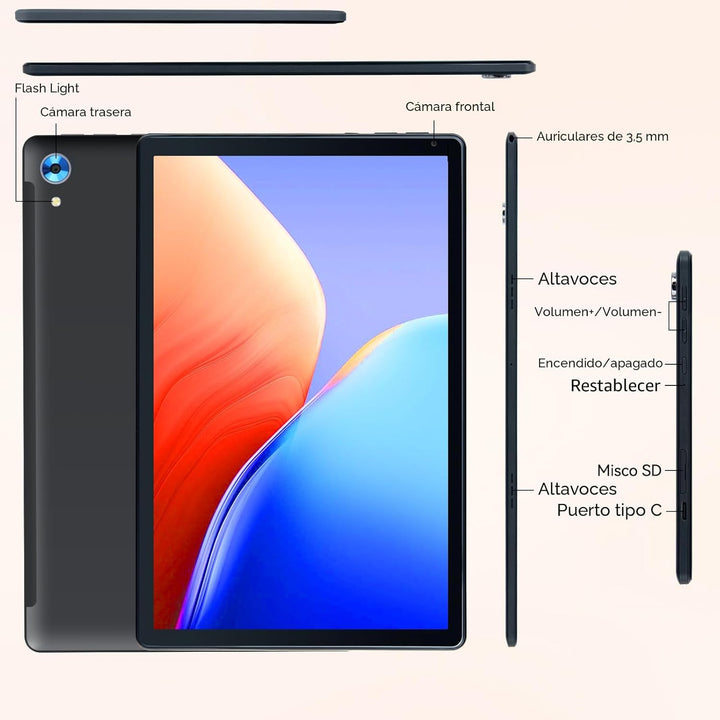 URAO Tableta, tableta Android 15 de 10.1 pulgadas con procesador Oc...