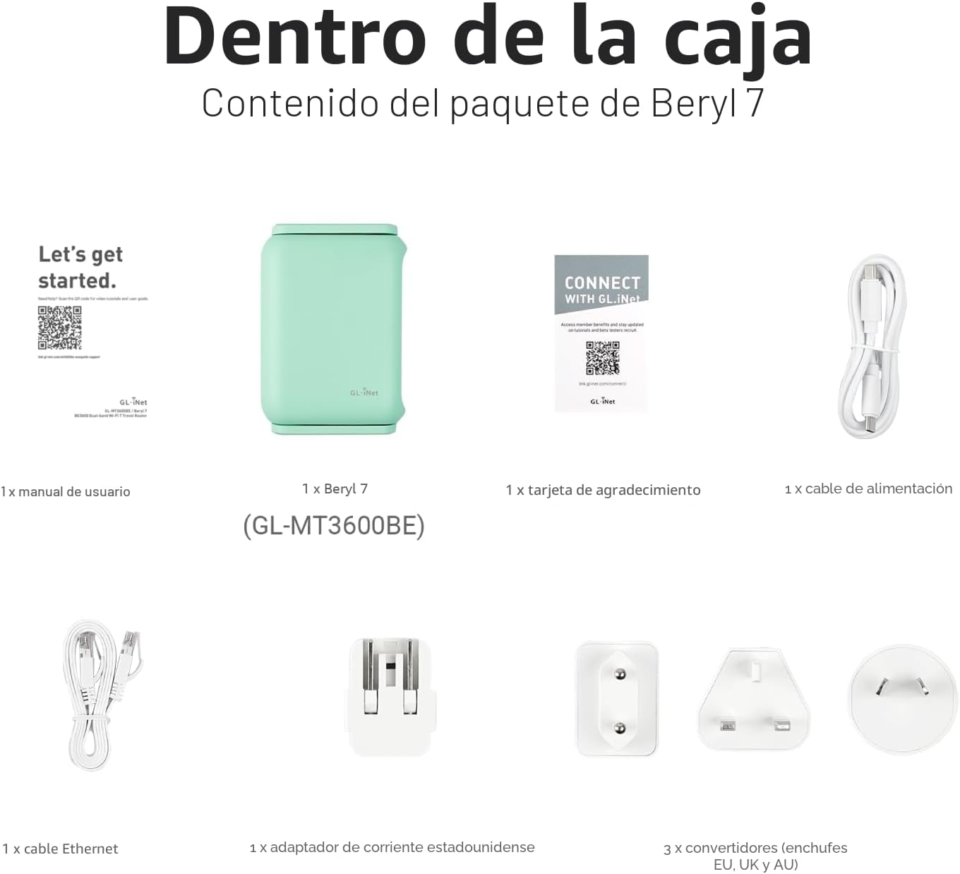 GL.iNet GL-MT3600BE (Beryl 7) Enrutador de viaje portátil, Wifi 7 d...