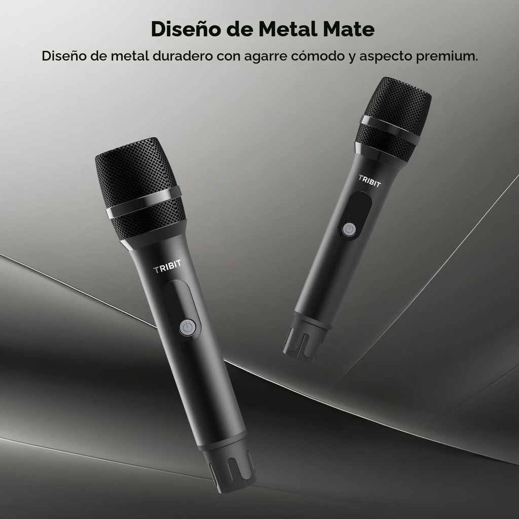 Tribit - Micrófono inalámbrico, sistema de micrófono dinámico inalámbrico de mano dual