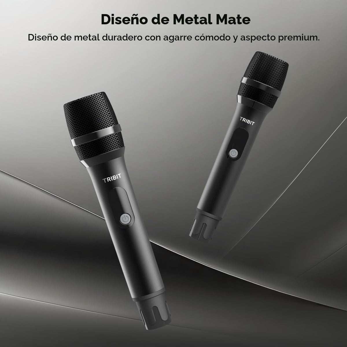 Tribit - Micrófono inalámbrico, sistema de micrófono dinámico inalámbrico de mano dual