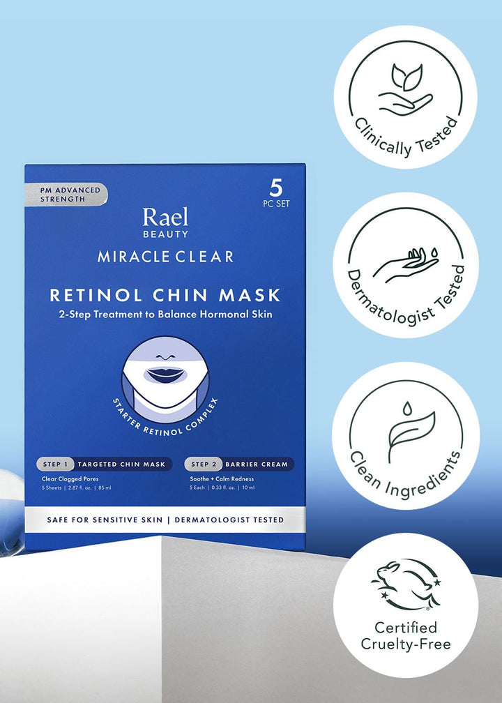 Rael Máscara de Barbilla de Retinol con Crema Barrera Miracle Clear...