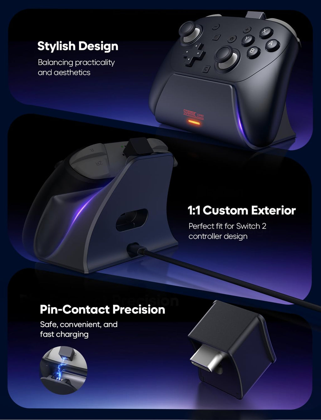 STARTRC GAMES carga Dock para Nintendo interruptor 2 Pro Controller