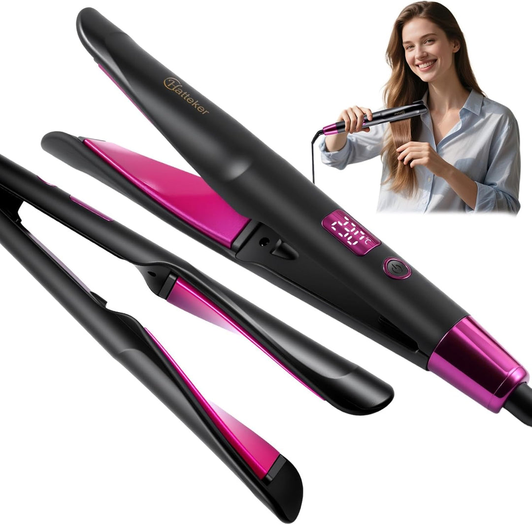 Hatteker Alisador y rizador de cabello 2 en 1, plancha plana para m...