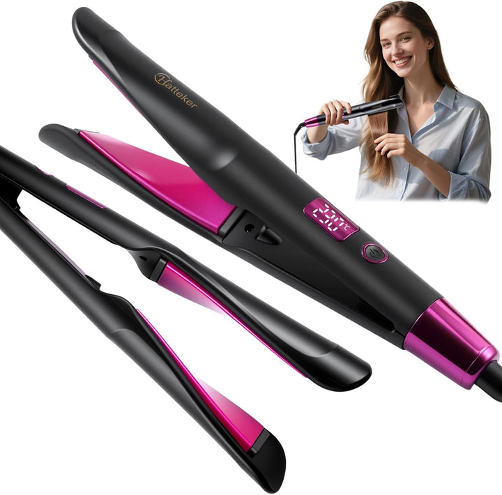 Hatteker Alisador y rizador de cabello 2 en 1, plancha plana para m...