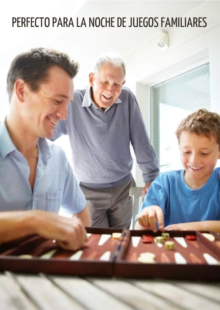 Get The Games Out Juego de Backgammon, Estuche de Juego de Mesa Clásico, 2 Jugadores, Incluye Guía de Estrategia y Consejos, Perfecto para Fiestas y Noches de Juego Familiares - Grande, Mapa