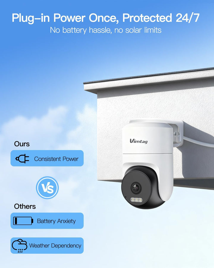 VIMTAG Cámara de seguridad al aire libre de 2.5K 4MP, cámara CCTV W...