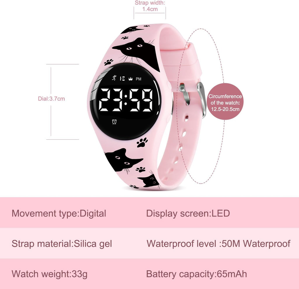 Relojes para niños y niñas, reloj deportivo digital con contador de pasos, podómetro, alarma de vibración, sin aplicación, impermeable, rastreador de fitness, reloj para niños, niñas, adolescentes