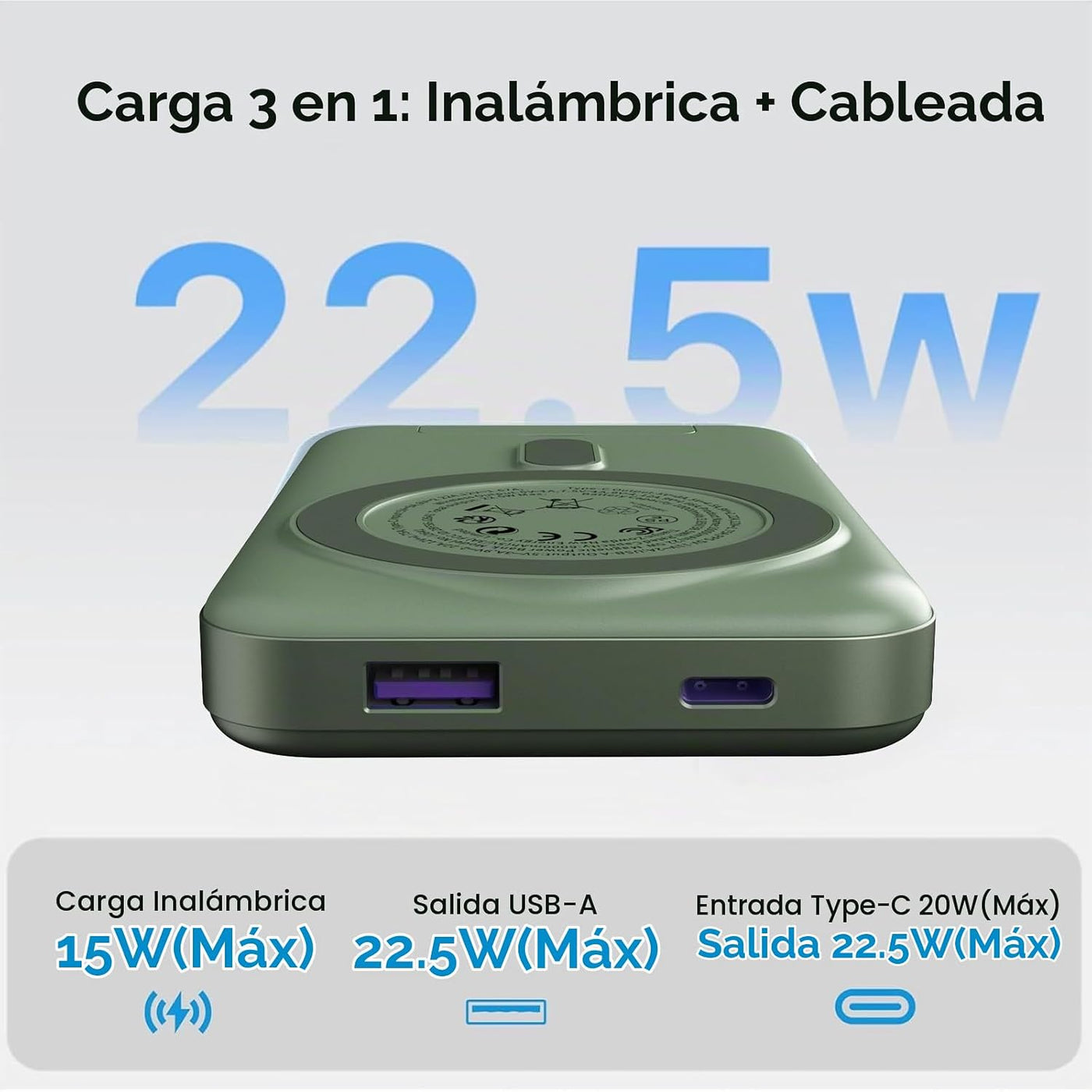 JUOVI Banco de energía magnético, cargador portátil inalámbrico de...