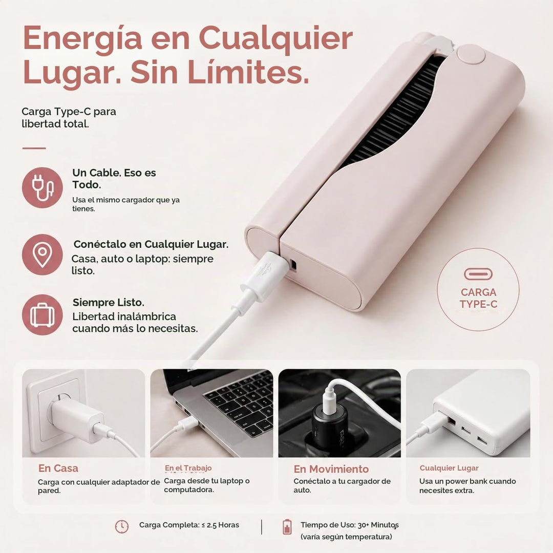 Cepillo alisador de pelo inalámbrico - Plegable - Diseño de viaje