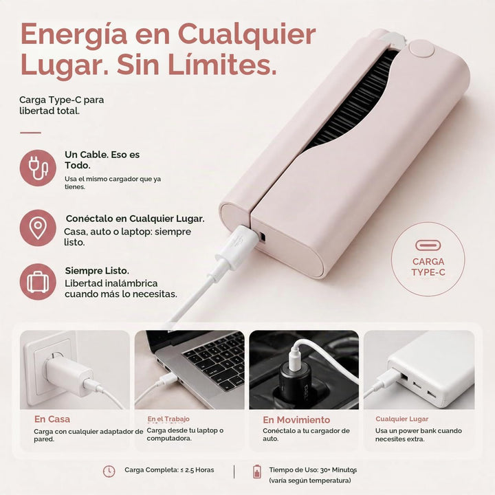 Cepillo alisador de pelo inalámbrico - Plegable - Diseño de viaje