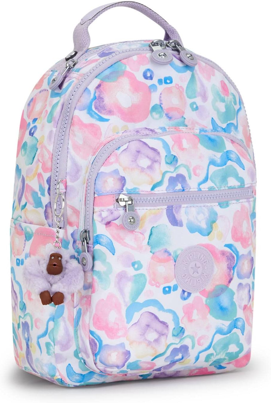Kipling Seúl - Mochila pequeña para tableta, diseño de flores acuát...
