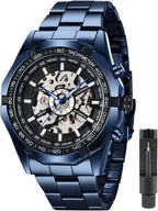 Tiong Hombre Reloj Mecánico Automático Esqueleto de Acero Inoxidable