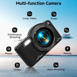 Cámara digital, cámara compacta 4K WiFi 75MP con pantalla táctil zo...
