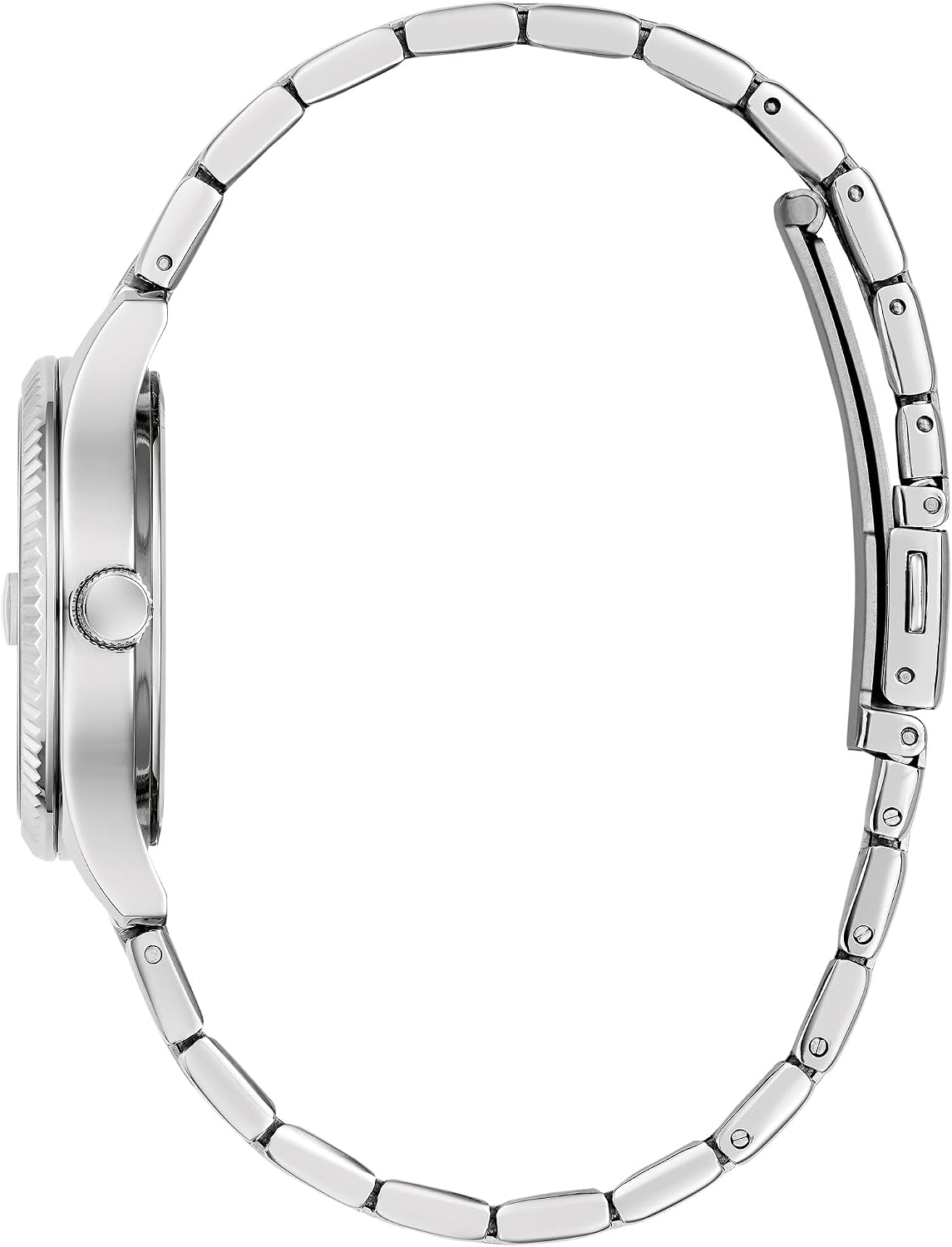 Caravelle by Bulova Reloj clásico de mujer con calendario día-fecha, borde tipo moneda, 3 manecillas, cuarzo