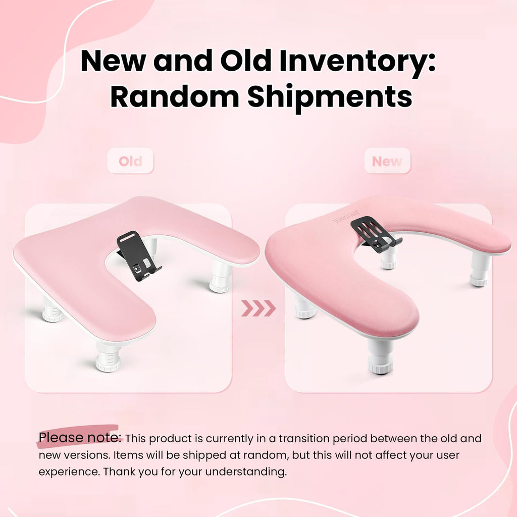 JODSONE Reposabrazos de manicura en forma de U rosa para uñas, Medium, Rosa-sin alfombrilla