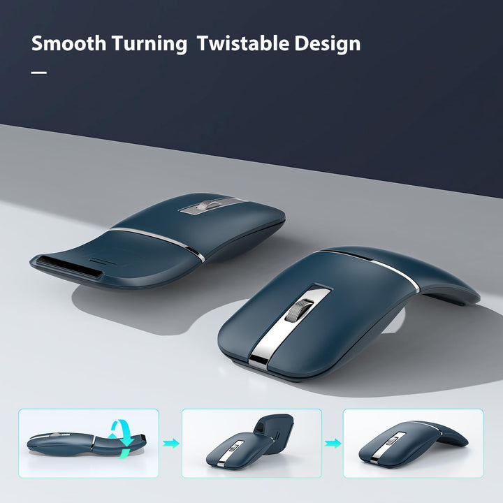 Ratón Bluetooth inalámbrico de arco de viaje, modelo dual (2.4G+BT5...